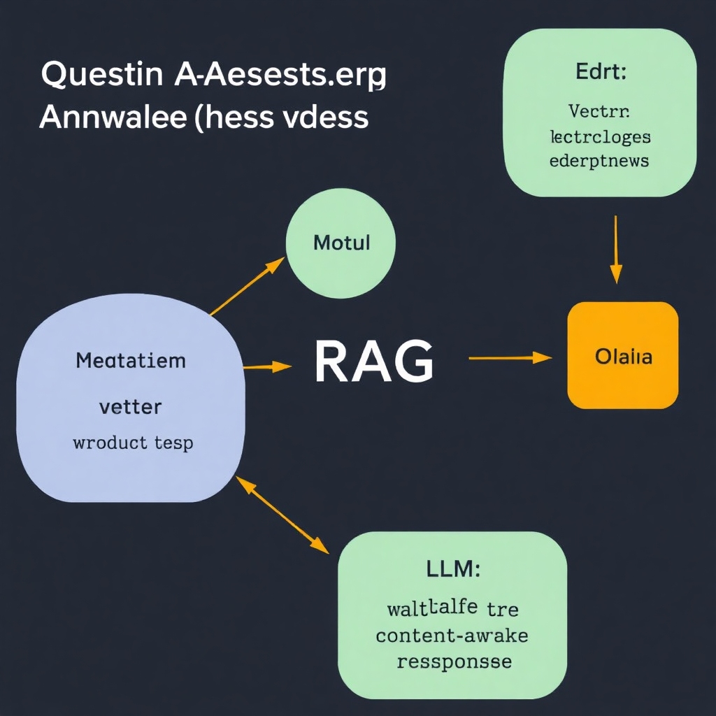 A visual of the components of a Question Answering System using RAG, showing the interaction between external knowledge sources, vector stores, and an LLM to provide context-aware responses.