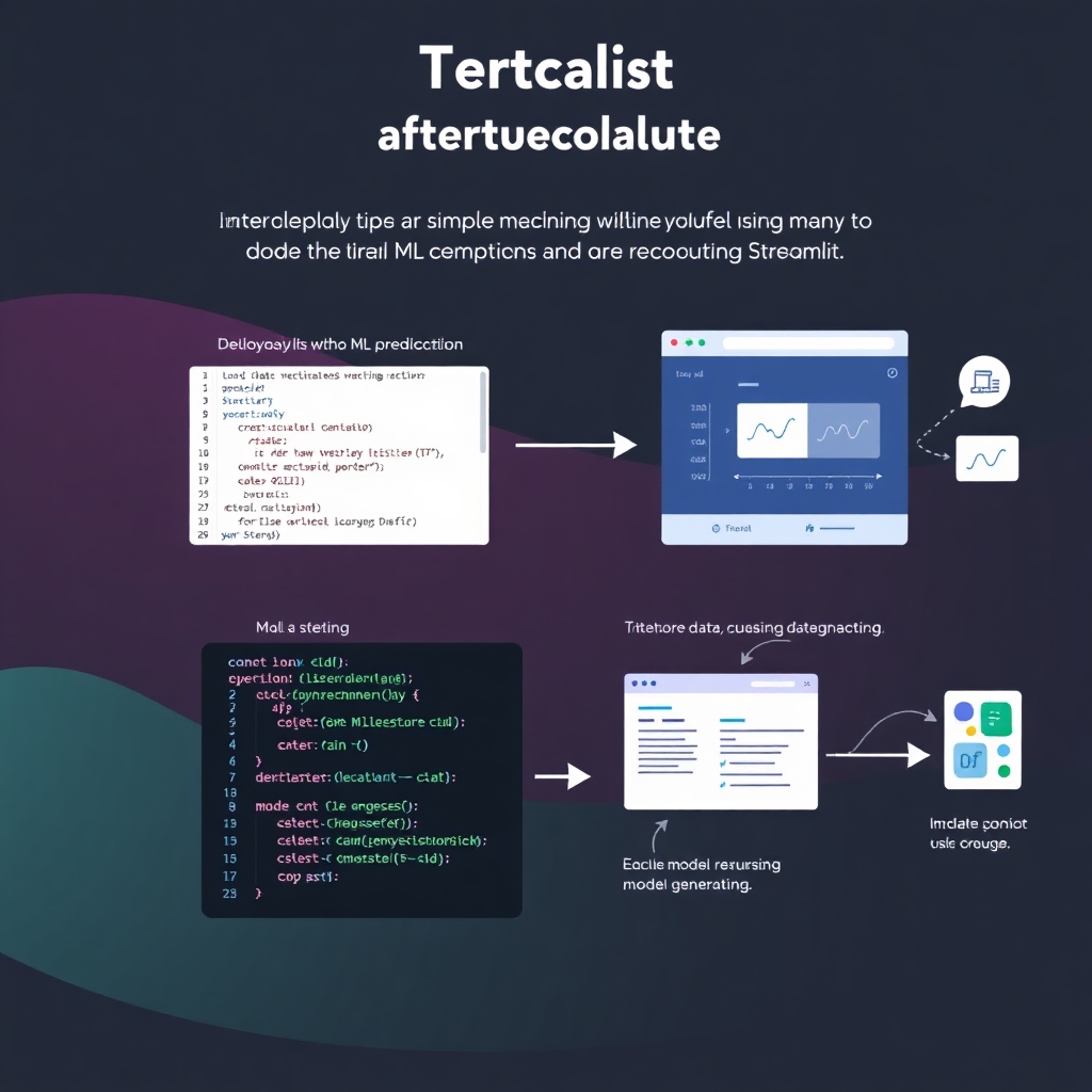 A tutorial layout showcasing the deployment of a simple machine learning model using Streamlit.