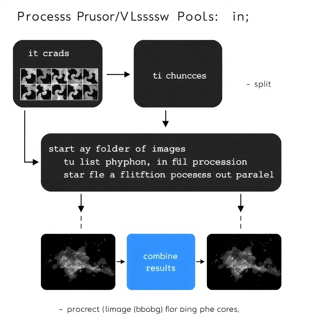 Flowchart showing the data processing workflow with Process Pools in Python.